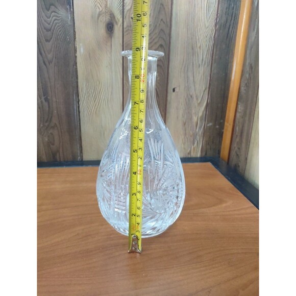 Vintage Genie Bottle Clear Glass Crystal Diamond Cut Liquor Barware Decanter - Picture 4 of 8